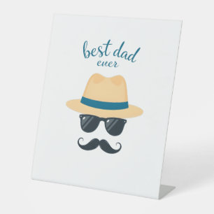 Beste vader ooit Fedora, zonnebril en klassieke va Reclamebord Met Voetstuk