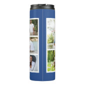 Beste vader ooit Foto Collage Blue en White Thermosbeker (Achterkant)
