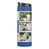 Beste vader ooit Foto Collage Blue en White Thermosbeker (Geroteerd rechts)