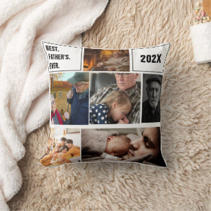 Beste Vader Ooit Foto Collage en Aangepaste Tekst Kussen
