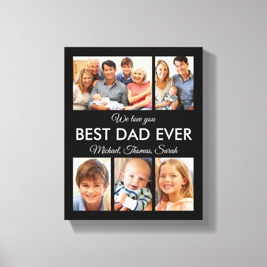 Beste vader ooit Foto Collage Fathers Day Canvas Afdruk (Voorkant)