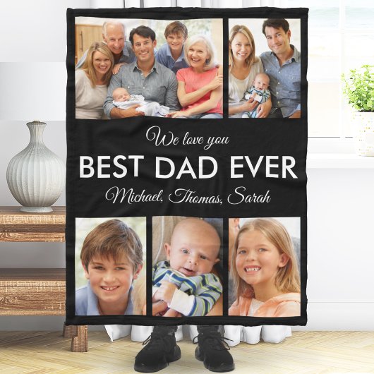Beste vader ooit Foto Collage Fathers Day Fleece Deken