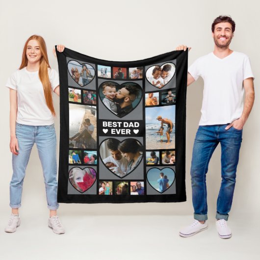 Beste vader ooit Foto Collage Fleece B Deken (In situ)