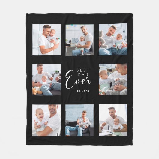 Beste vader ooit foto collage zwarte blanke vader fleece deken (Voorkant)