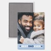 Beste vader ooit foto harten blauwe vaders dag magneet (Voorkant / Achterkant)