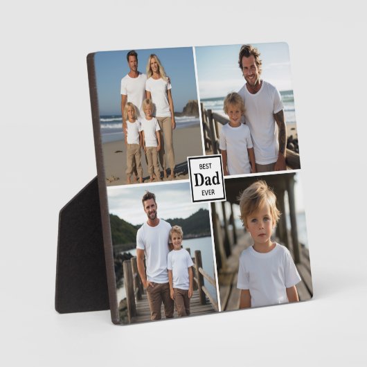 Beste vader ooit gepersonaliseerde 4 foto sjabloon fotoplaat (Voorkant)