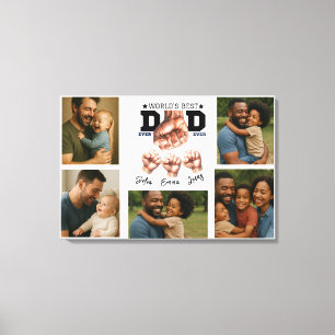 Beste vader ooit gepersonaliseerde foto collage canvas afdruk