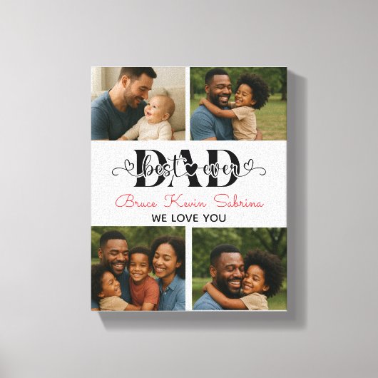 Beste Vader Ooit Gepersonaliseerde Foto Collage Canvas Afdruk (Voorkant)