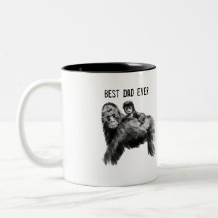 Beste vader ooit gorilla met baby tweekleurige koffiemok