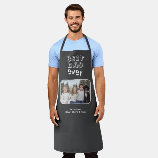 Beste vader ooit Grijze Aangepaste Foto Keepomwill Schort (Gedragen)