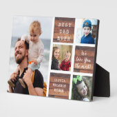 Beste vader ooit Kind 4 Foto collage Rustic Wood Fotoplaat (Zijkant)
