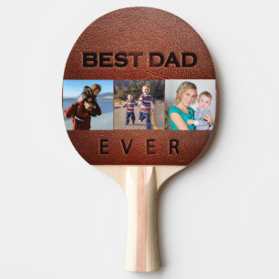 Beste vader ooit leren stempelfotocollage tafeltennisbatje