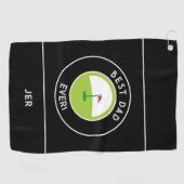 Beste vader ooit leuk moderne golfer zwart-wit golfhanddoek (Horizontaal)