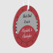 Beste vader ooit met namen rood en grijs ornament (voorkant)