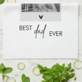 Beste vader ooit minimalistische foto theedoek (Gevouwen)