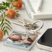 Beste vader ooit Moderne Aangepaste Foto Sleutelhanger (Voorkant Rechts)