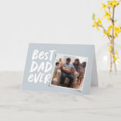 Beste vader ooit moderne fotoblauwe Vaderdag Kaart (Gele Bloem)