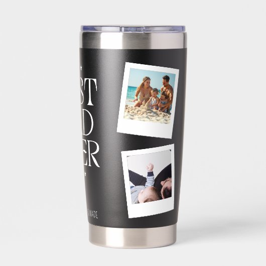 Beste vader ooit moderne snapshot stijl 4 foto's geïsoleerde drinkbeker (Achterkant)