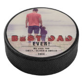 Beste vader ooit Moderne Typografie Volledige foto Hockey Puck (3/4)