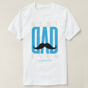 Beste vader ooit Mustache Blue Black Gold T-shirt