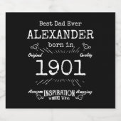 Beste vader ooit naam geboortejaar likeurfles etiket (Enkel label)