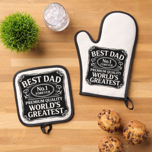 Beste vader ooit ovenwant & pannenlap set (Top down)