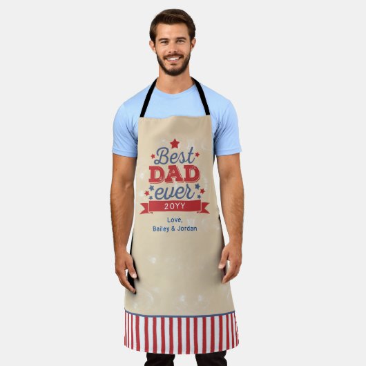 Beste vader ooit patriottisch rood sterretro schort (Gedragen)