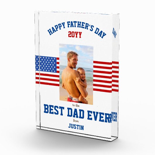 Beste vader ooit Patriottisch Rood Wit Blauw Fotoblokken (Rechts)