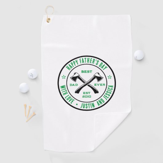  beste vader ooit Persoonlijke naam Ax Logo Golfhanddoek (Insitu)