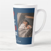 Beste vader ooit Red Heart Blue 2 Foto Latte Mok (Rechts)