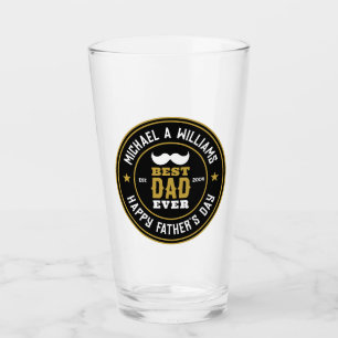 Beste vader ooit Retro Badge Vaderdag Glas