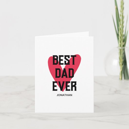 Beste Vader Ooit Roze Hart Vaderdag Kaart (Voorkant)