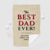 Beste vader ooit Rustic Beige Typografie vader Golfhanddoek (Insitu)