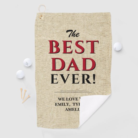 Beste vader ooit Rustic Beige Typografie vader Golfhanddoek (Insitu)