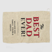 Beste vader ooit Rustic Beige Typografie vader Golfhanddoek (Horizontaal)