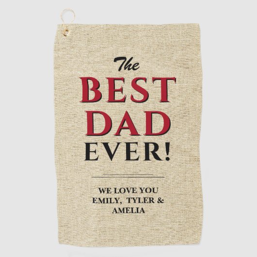 Beste vader ooit Rustic Beige Typografie vader Golfhanddoek (Voorkant)