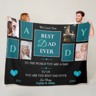 Beste vader ooit Script 4-foto collage fleece Deken