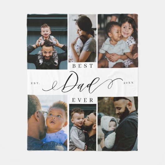 Beste vader ooit script Vaderdag Fotocollage Fleece Deken (Voorkant)