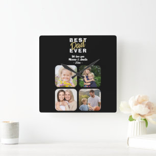 Beste vader ooit vader 4 familiefoto vierkante klok