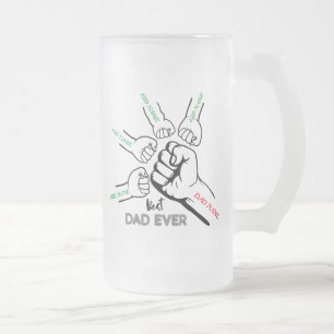 Beste vader ooit, vader van 4, Gepersonaliseerd pa Matglas Bierpul