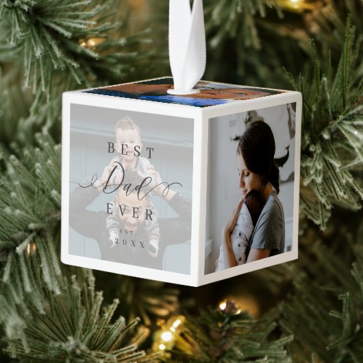 Beste vader ooit | Vaderdag 6 Foto-collage Kubus Ornament (Boom)