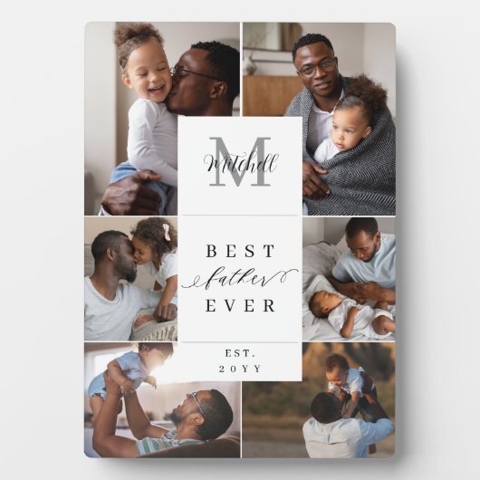 Beste vader ooit Vaderdag 6 foto monogram Fotoplaat (voorkant)