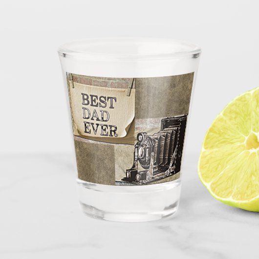 Beste vader ooit  Vaderdag Antiek Shot Glas (Voorkant)