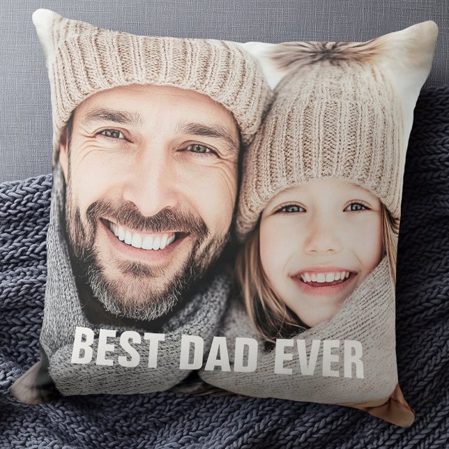 Beste vader ooit vaderdag foto kussen (Best dad ever father's day photo throw pillow)