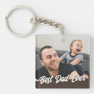 Beste vader ooit Vaderdag Gift Custom Foto Sleutelhanger