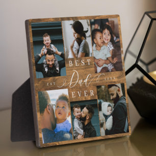 Beste vader ooit Vaderdag Photo Collage Woodgrain Fotoplaat