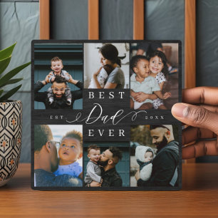 Beste vader ooit Vaderdag Photo Collage Woodgrain Fotoplaat