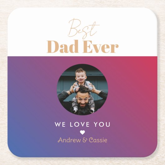 Beste vader ooit vierkante kartonnen onderzetter (Voorkant)