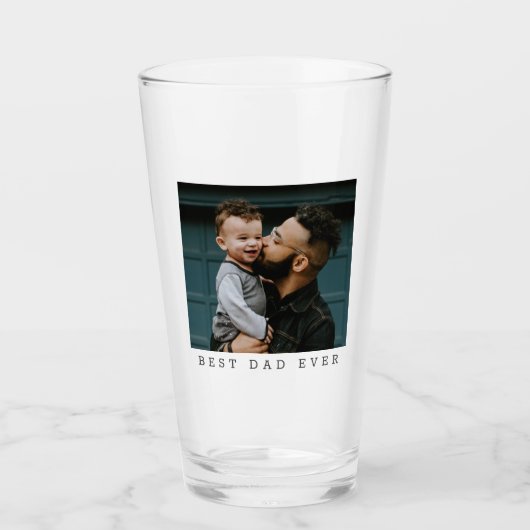 Beste vader ooit volledig foto gepersonaliseerd glas (Voorkant)