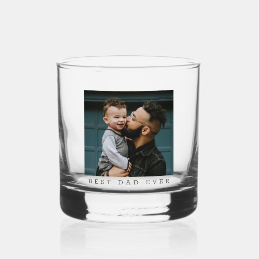 Beste vader ooit volledig foto gepersonaliseerd whisky glas (Voorkant)